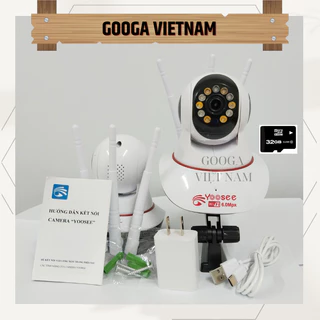 (kèm thẻ 32gb) Camera ip wifi app yoosee 3 râu khe thẻ nhớ trên đầu-hỗ trợ flash bật ban đêm quay có màu không cổng LAN