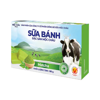 Bánh Sữa Cô Đặc Nguyên Chất Mộc Châu Milk -  Sữa bánh Matcha 180g (14 chiếc/ 1 hộp)