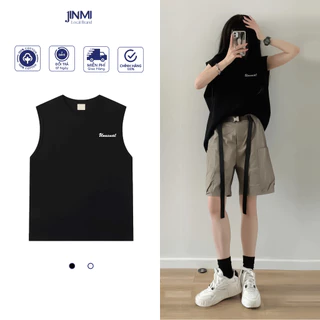 Áo Ba Lỗ Tank Top Nữ Jinmi Cotton Dày Dặn in chữ Unusual Phong Cách Unisex JM53