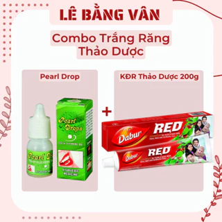 Combo Trắng Răng Thảo Dược Kem Đánh Dabur Red 200g và Tinh Dầu Pearl Drop Trắng Răng Thơm Miệng | Lê Bằng Vân