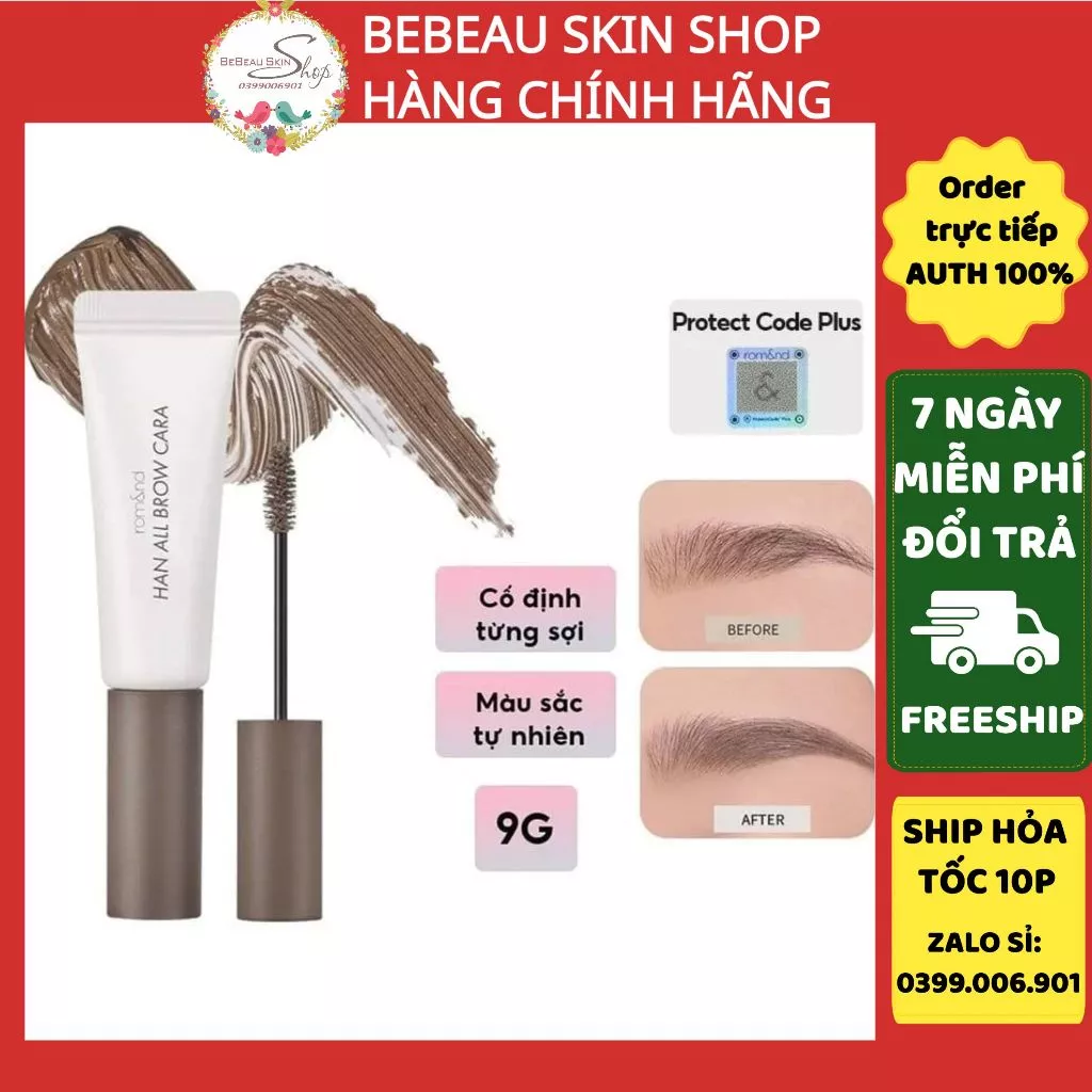 Mascara Lông Mày Romand Han All Brow Cara Siêu Tự Nhiên, Bền Màu, Lâu Trôi 9g - Bebeau