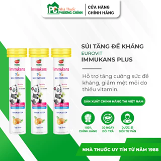 Sủi Immukans Plus Multivitamin Eurovit Giúp Tăng Đề Kháng, Giảm Mệt Mỏi Do Thiếu Vitamin (Tuýp 20 Viên)