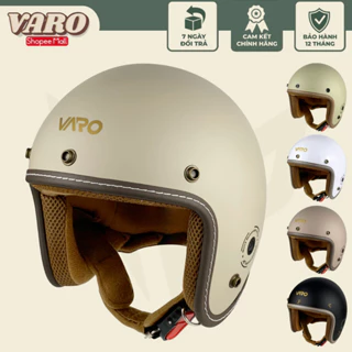 Mũ bảo hiểm 3/4 VARO Classic viền chỉ, tặng kèm lưỡi trai