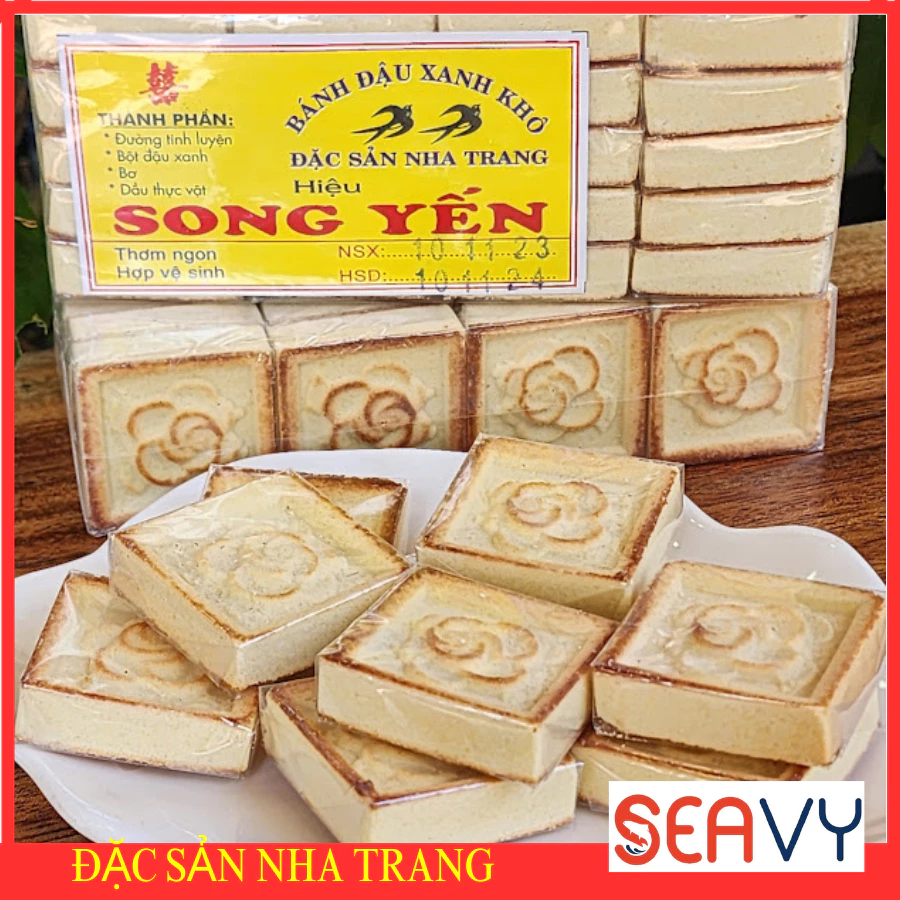 Bánh Đậu Xanh Khô Nướng Gói 20 Cái Thơm Ngon Béo Bùi Đặc Sản Nha Trang