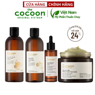 [BIG SIZE] Bộ 4 chăm sóc da mụn Cocoon Việt Nam chuyên sâu: Gel 310ml + Toner 310ml + Serum 70ml + Mặt nạ 100ml