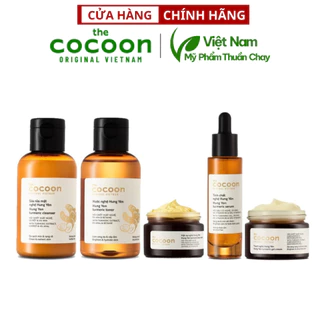 Bộ 5 sản phẩm nghệ cocoon: Sữa rửa mặt nghệ 140ml + Mặt nạ nghệ 30ml + Toner nghệ 140ml+Tinh chất nghệ+ Thạch nghệ 30ml