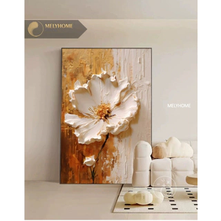 Tranh Lẻ Dọc Treo Tường Canvas - Tráng gương Rừng Cây Phong Cảnh Hoa Nét Sơn Dầu Decor Phòng Khách Hành Lang MELYHOME