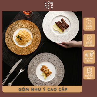 Đĩa sứ nhà hàng Phương Tây phủ lớp Titan dùng ăn Steak, Mỳ ý...