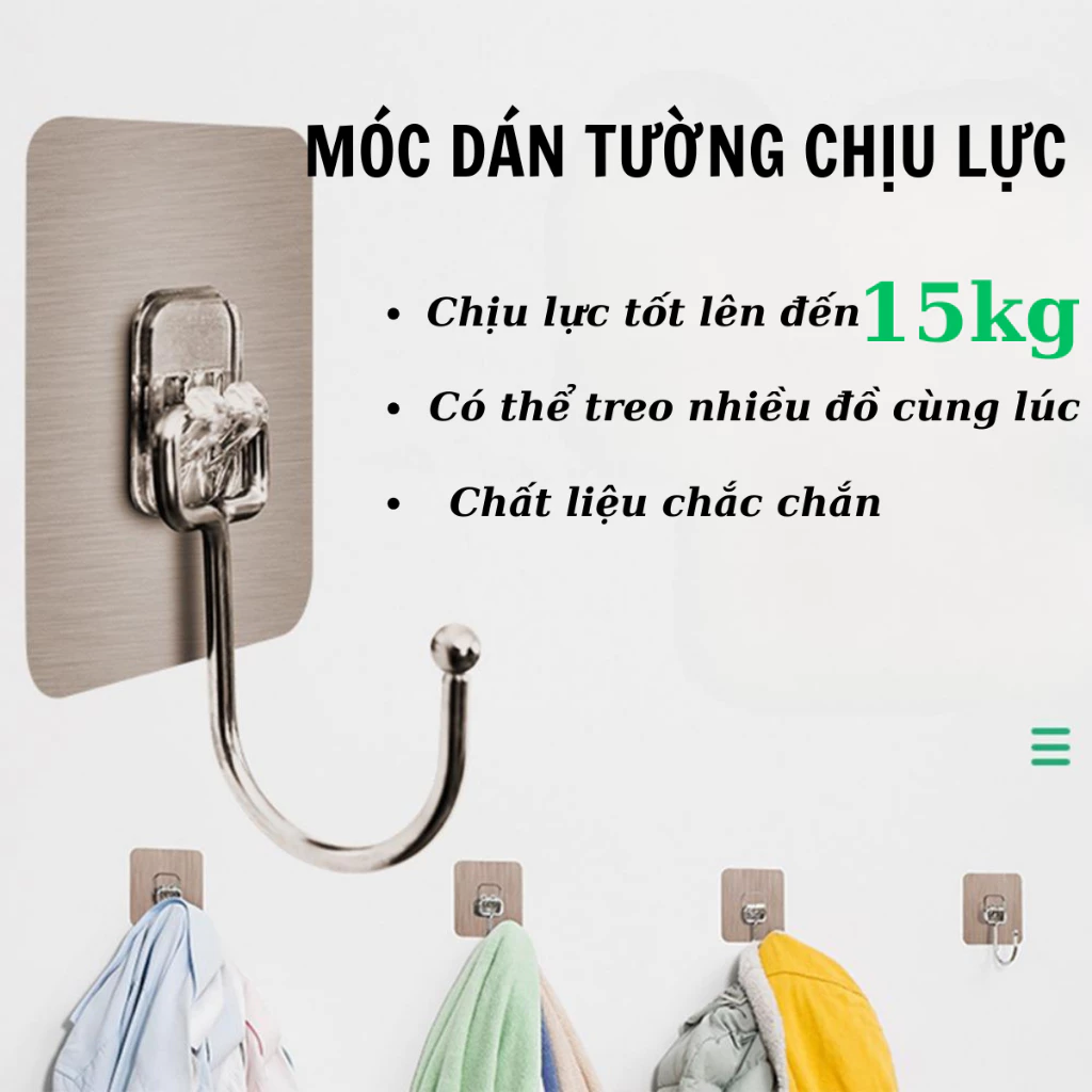 Móc Bạc Dán Tường Chịu Lực Treo Đồ Dùng Móc Dán Siêu Dính Vật Dụng Đa Năng