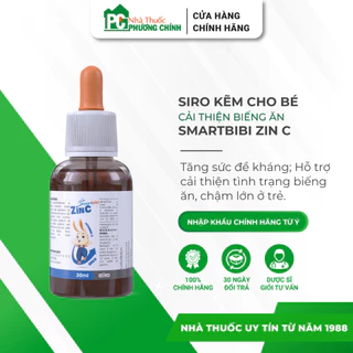 Siro Kẽm Hữu Cơ Cho Bé Smartbibi ZinC Giúp Cải Thiện Biếng Ăn & Tăng Sức Đề Kháng Cho Trẻ (30ml/Chai)