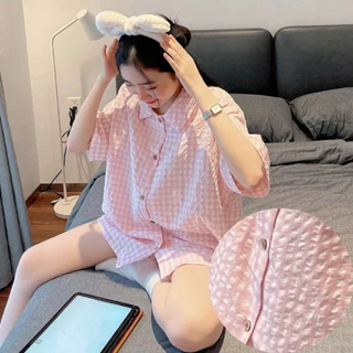 Bộ đùi Pijama KẺ CỔ, KIỂU DÁNG HÀN QUỐC