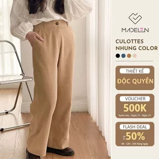 Quần culottes nhung color suông ống rộng nhiều màu MADELEN