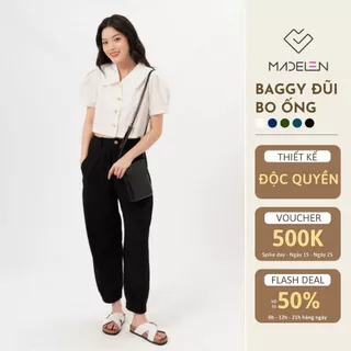 Quần baggy đũi bo gấu cạp đáp chun nhiều màu MADELEN