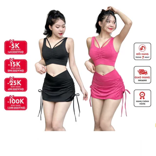 Set quần váy 2 lớp áo bra dạng thể thao năng động đi bơi, tập Gym Yoga, chạy bộ Aerobic ( HM-01)