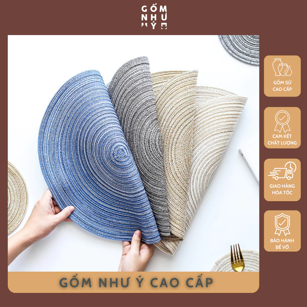 Tấm lót bàn ăn cotton cách nhiệt 18-36CM - Chống thấm, trơn trượt, decor bàn ăn