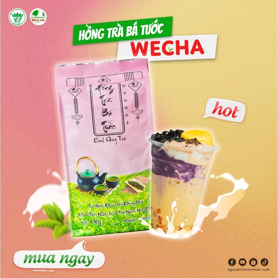 Hồng Trà Bá Tước Wecha 1KG VUAANTOAN- Earl Grey Tea, Pha Trà Sữa, Trà tắc, Trà Đào, Trà Trái Cây