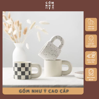 Cốc Gốm Vẩy Mực Trend 2023 Phong Cách Hàn Quốc 300ML - Uống Trà, Cà Phê | Ly Cốc Gốm Sứ Có Quai