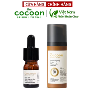 Combo dung dịch chấm mụn cocoon 5ml + Kem chống nắng bí đao Cocoon quang phổ rộng 50ml