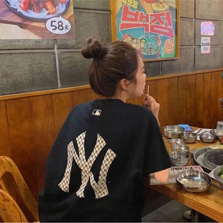 Áo Thun Nam Nữ Tay Lỡ MLB LOGO Thêu In Chữ NY To Sau Lưng Chất COTTON 2 Chiều Thoáng Mát Đày Đủ TAG MAC ⚡HÀNG XUẤT DƯ⚡