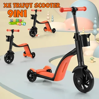 Xe Chòi Chân, Xe Scooter 9in1 Cao Cấp Kiêm Xe Tập Đi Cân Bằng 9in1 Dành Cho Bé Từ 1 Tới 6 Tuổi - Chất Liệu Nhựa ABS