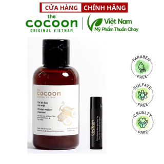 Combo Gel bí đao rửa mặt Cocoon 140ml + Son dưỡng môi dầu dừa bến tre cocoon 5g