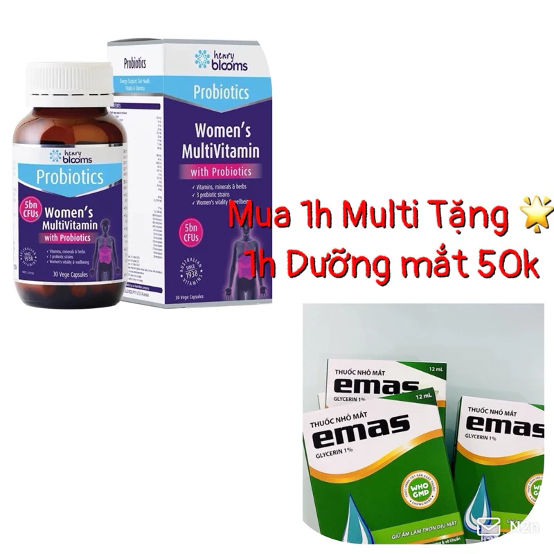 Vitamin Tổng Hợp Cho Nữ Women's Multivitamin With Probiotics Henry Blooms (30 Viên/Hộp)