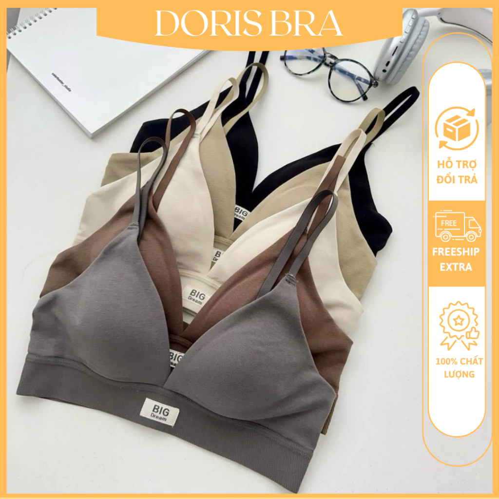 Áo lót nữ Doris AL023, áo lót Bigdream cotton không gọng mút mỏng chống xệ mềm mại thoáng khí hàng cao cấp 45-70kg