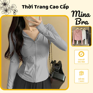 Áo chống nắng nữ DÁNG ÔM MINA BRA kèm mũ, Áo khoác chống nắng nữ chất su lạnh mát lạnh chống tia UV cao