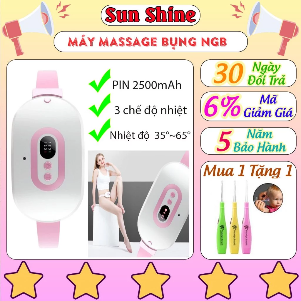 Máy mát xa chườm nóng bụng kinh, đai massage giảm mỡ bụng, túi chườm nóng bụng kinh