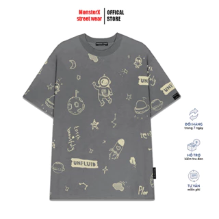 Áo thun unisex MONSTER X STREET Vũ Trụ phông tay lỡ nam nữ form rộng Local Brand