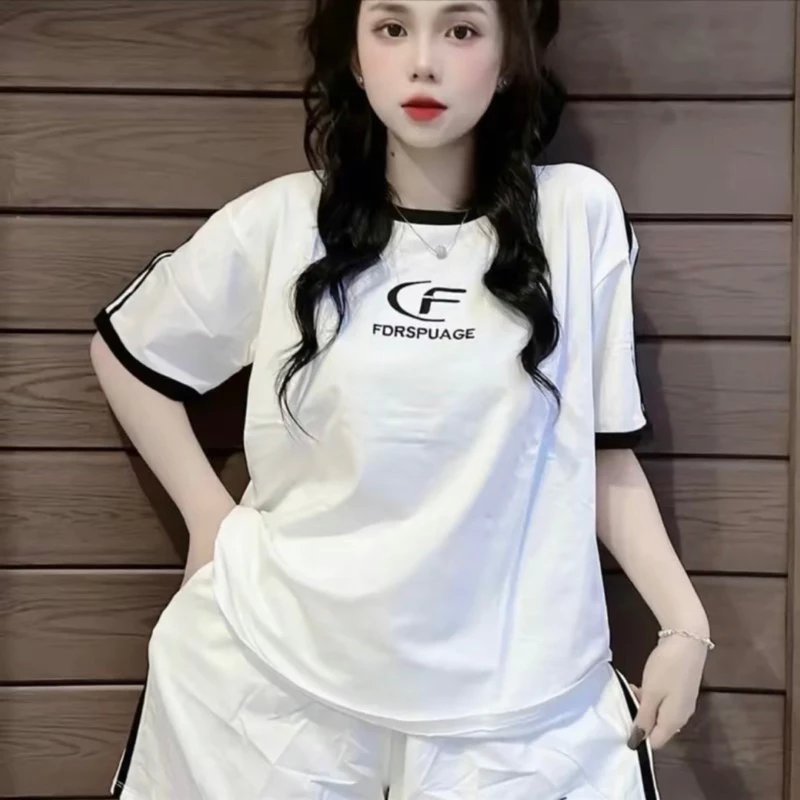 Set bộ đùi nữ chất cotton su form rộng tay lỡ free size thêu CF
