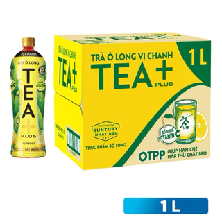 Thùng trà Olong vị chanh Tea+ plus 12 chai 1 lit