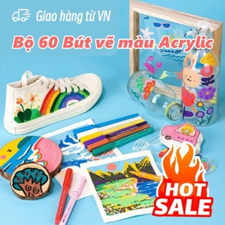 Bút Màu 12/24/36/48/60 Acrylic Marker Vẽ Trên Mọi Chất Liệu Có Thể Vẽ Chồng Màu, Màu Sắc Tươi Sáng Dễ Sử Dụng