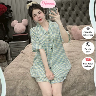 Bộ pijama mặc nhà, đồ ngủ nữ chất đũi mát lạnh phong cách hàn quốc thấm hút mồ hôi thoải mái cho mùa hè, free size <60kg