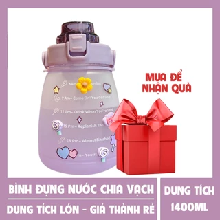 Bình Nước 1.4l❤️FREESHIP❤️Nhựa Cao Cấp Dung Tích 1.4 lít/1400ml Kèm Dây Đeo Cực Tiện Lợi Xinh Xắn Dễ Thương