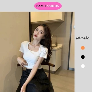 Áo Croptop Cộc Tay Cổ Tròn / Cổ Vuông  Chất Cotton Borip VN.XK  Co Giãn 4 Chiều ôm Sát Body Khoẻ Khoắn - Năng động