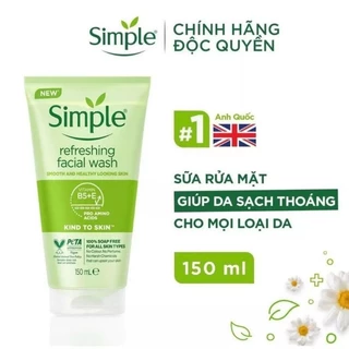 Sữa rửa mặt Simple sạch sâu dành cho da nhạy cảm dạng gel 150ml