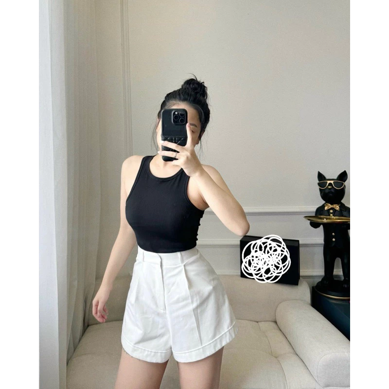 B1 áo 3 lỗ croptop Nữ chất gân mềm mịn