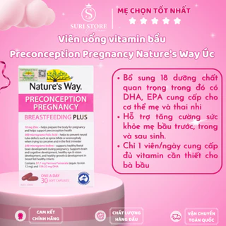 Viên uống vitamin bầu Preconception Pregnancy Nature's Way Úc - 30 viên