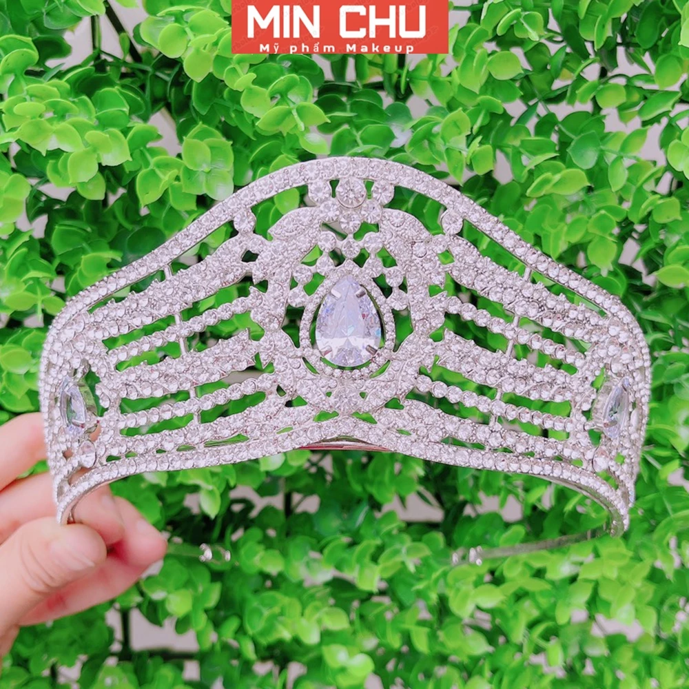 Vương miện cài tóc cô dâu đính đá pha lê