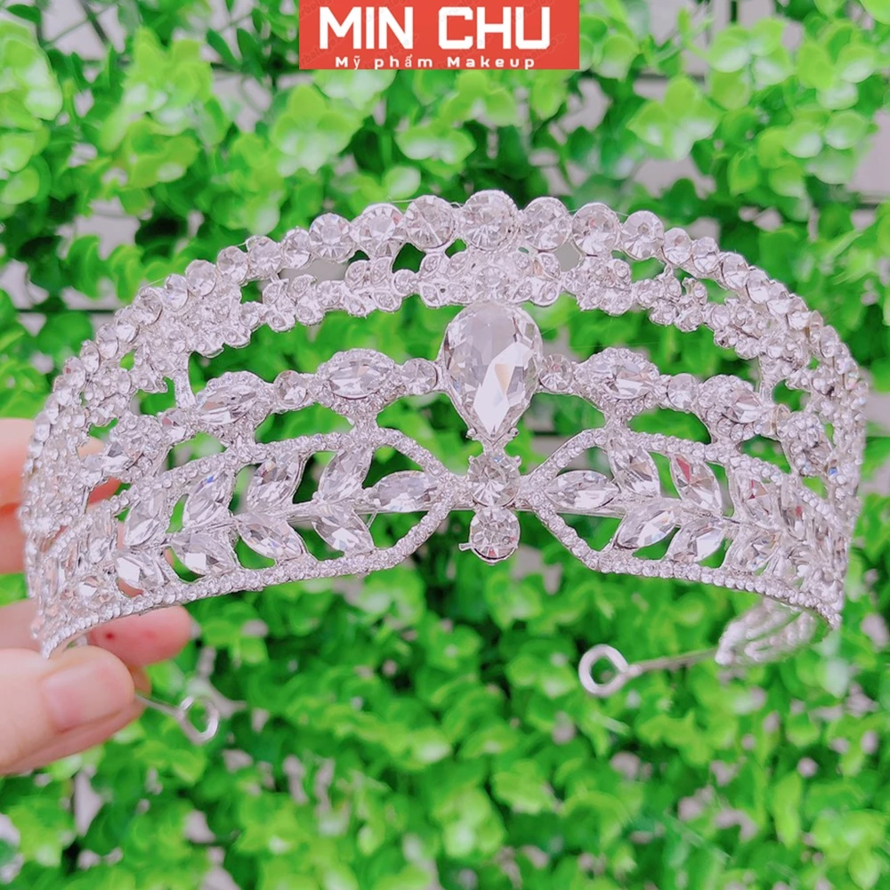 Vương miện cài tóc cô dâu đính đá pha lê sang chảnh