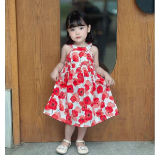 Váy đầm cổ yếm bé gái cổ yếm điệu đà Dasino họa tiết đáng yêu cho bé gái 1-6 tuổi (9-23kg) N0112