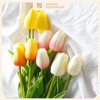 Bó Hoa Tulip Nhân tạo cao cấp Trang trí Bình Thủy Tinh, Decor Nhà Cửa MUAMUA