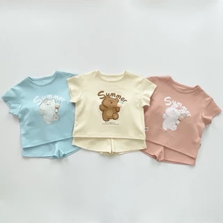 09- Bộ Cộc GẤU KEM Summer , Bộ Cộc Vả Quần Áo Mặc Hè Cotton Co Giãn Mùa Hè Cho Bé