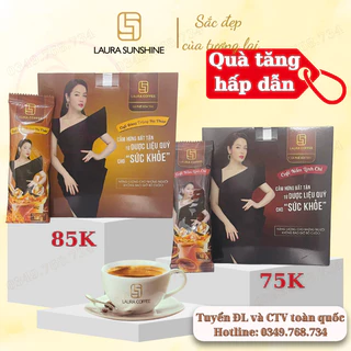 Cà phê Đông trùng Hạ thảo, cà phê nấm linh chi Nhật Kim Anh Laura Coffee Laura Sunshine (Hộp 10 gói)