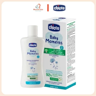 Sữa tắm gội cho bé CHICCO 0m+ 200ml, sữa tắm gội hoa cúc dưỡng ẩm làm mềm da - Monnie Kids