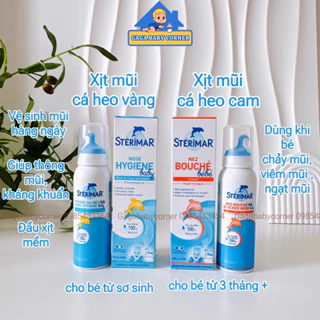 Xịt mũi cá heo STERIMAR Vàng, Cam 100ml chăm sóc mũi cho bé - Xịt Muối biển cá heo Sterimar Pháp