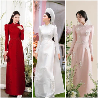 Trang phục mặc cưới TRIPBLE T DRESS áo dài cổ cao đính ngọc - size S/M/L - MS43V