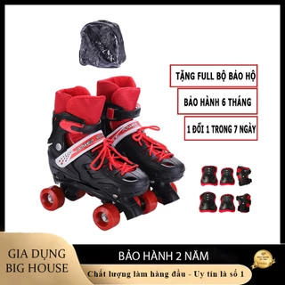 Giày patin 4 Bánh, 2 hàng trẻ em Có tặng kèm bảo hộ chân tay vừa với bé trai và bé gái từ 3 đến 14 tuổi