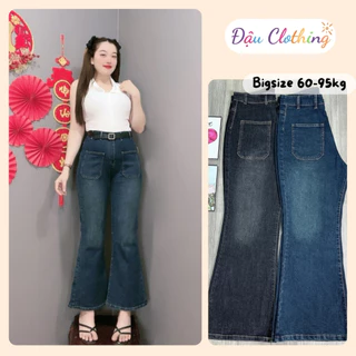 Quần jean bigsize nữ ống loe phối túi hộp cá tính vải jean co giãn tôn dáng từ 60-95kg Q501